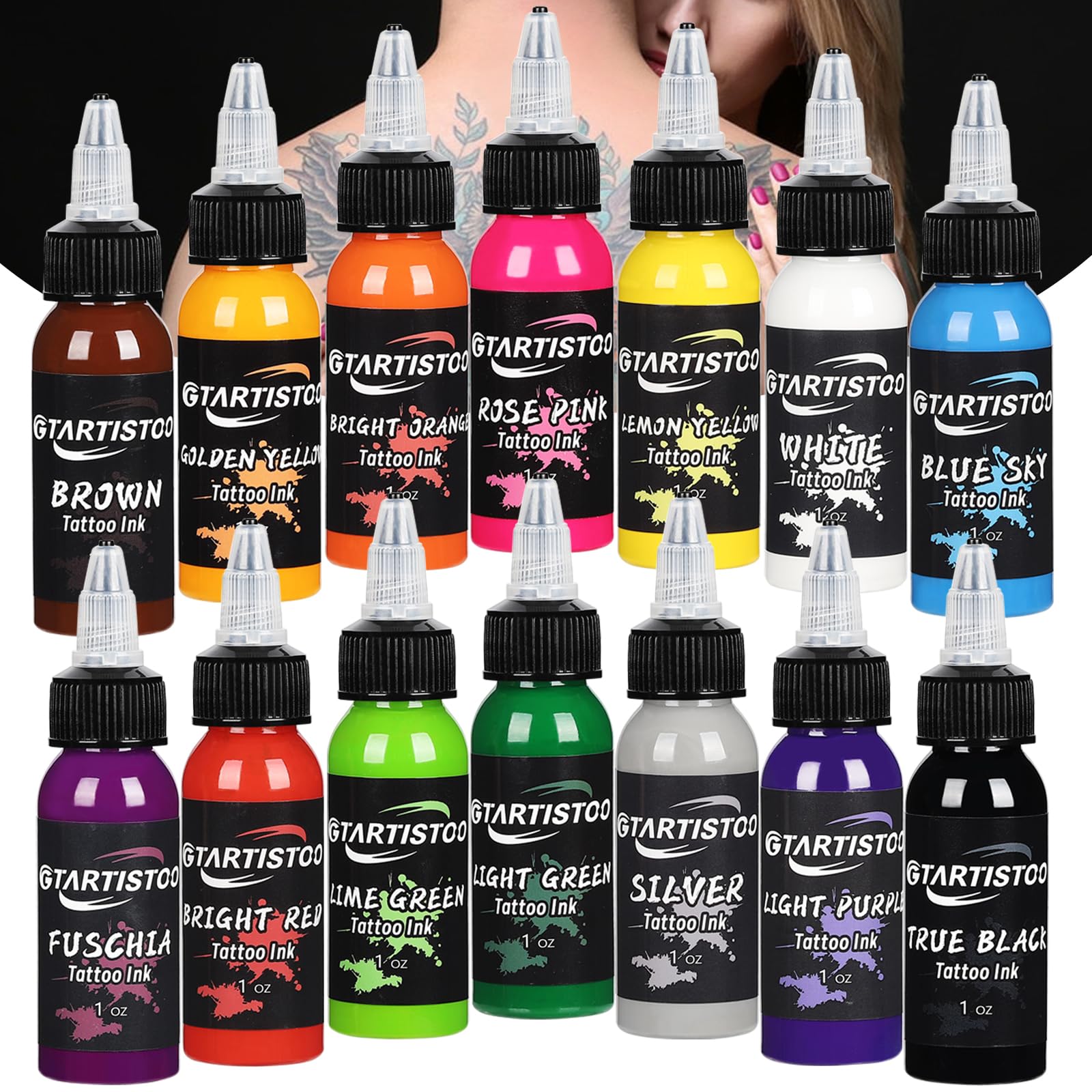 Amazon.com: GTARTISTOO Professional Tattoo Ink Set 14 Colors 1OZ